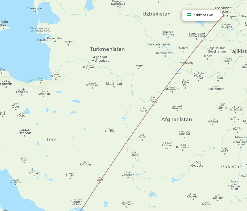 TAS-DOH flight routes