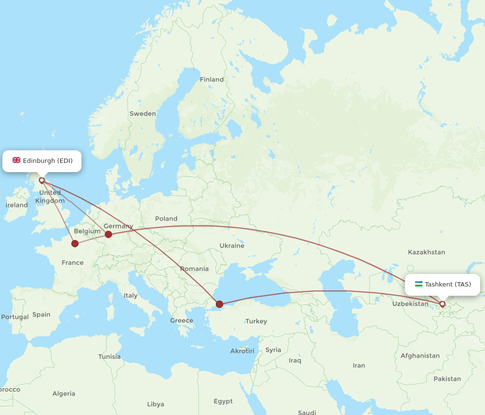 TAS-EDI flight routes
