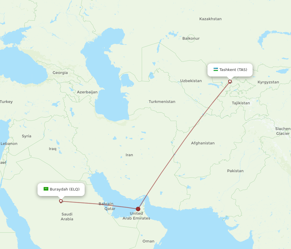 TAS-ELQ flight routes