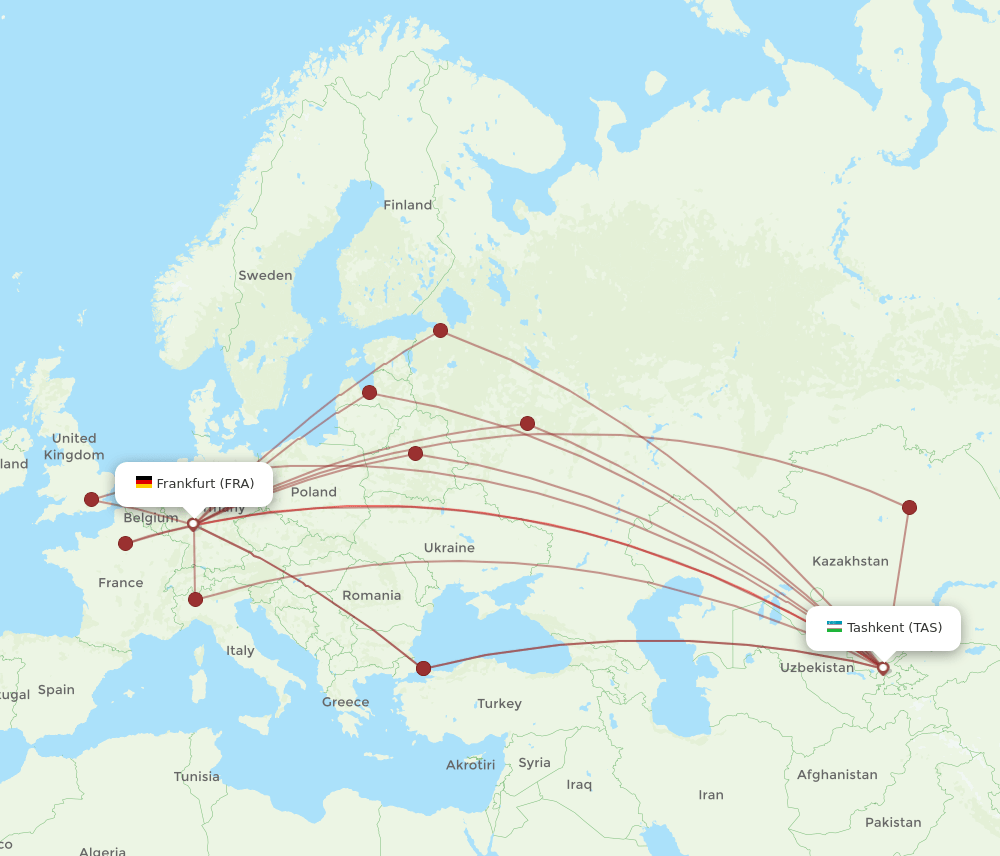 TAS-FRA flight routes