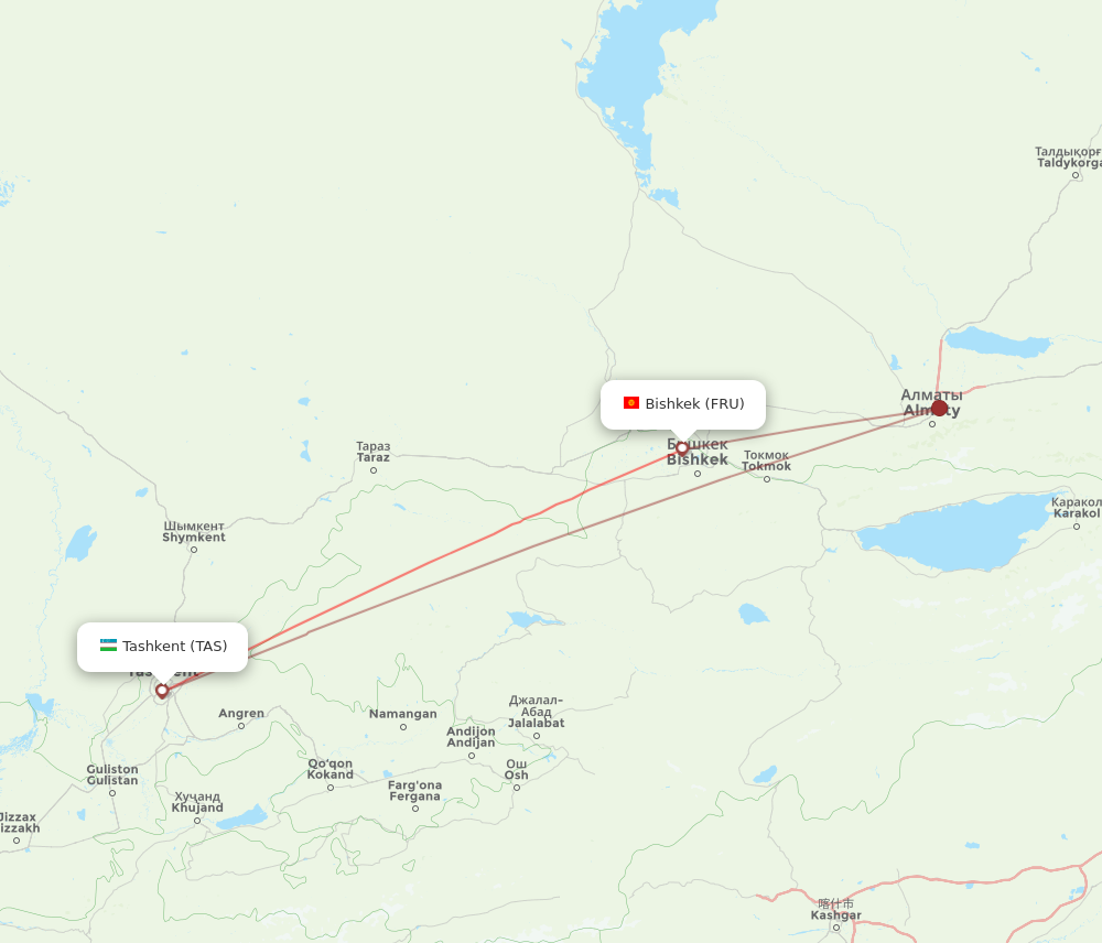 TAS to FRU flights and routes map