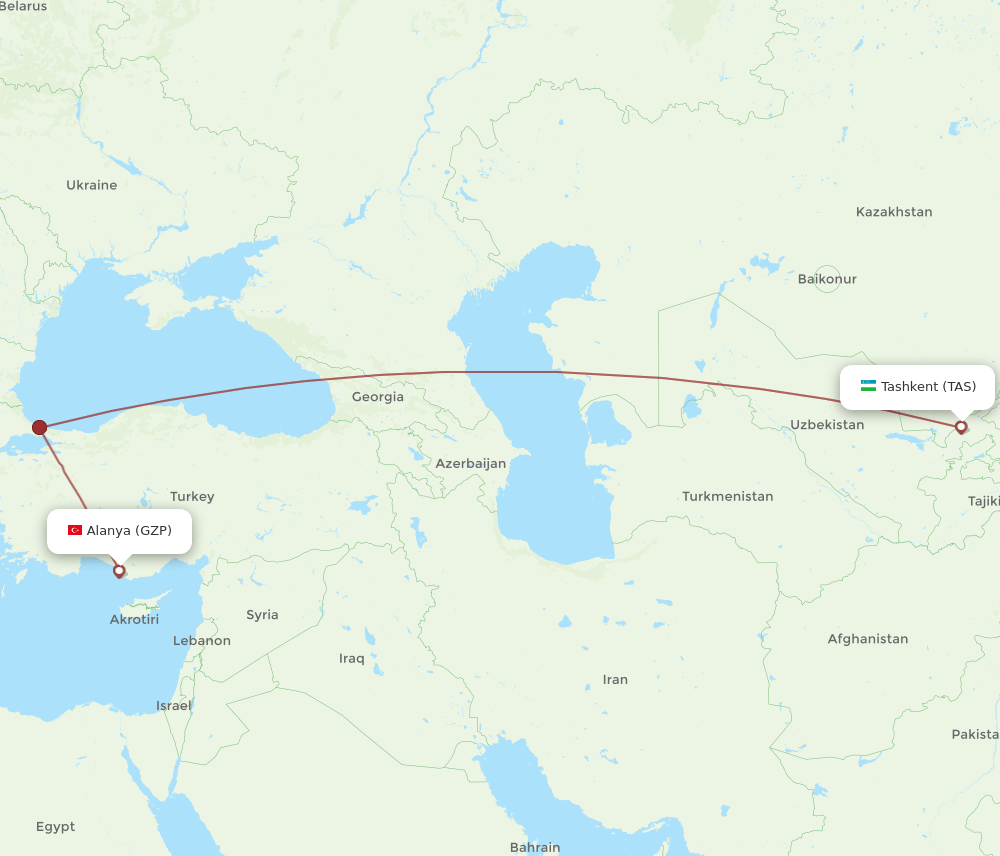 TAS-GZP flight routes