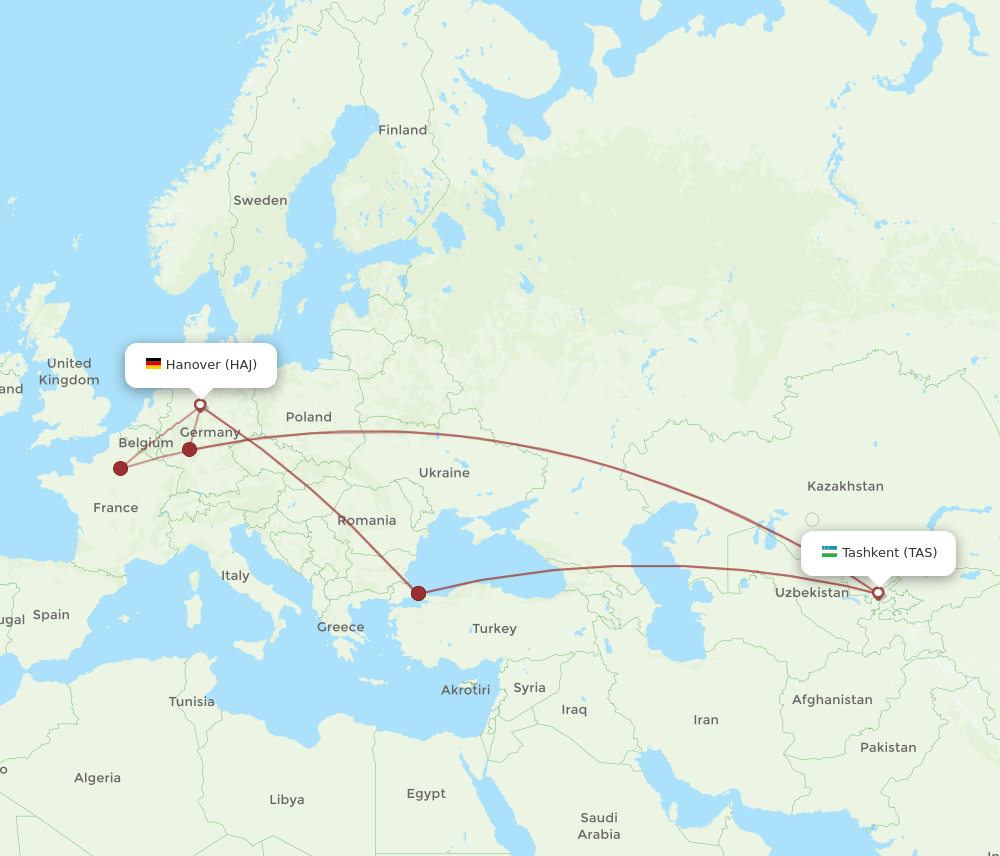 TAS-HAJ flight routes