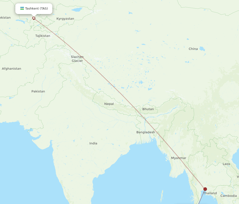 HKT to TAS flights and routes map