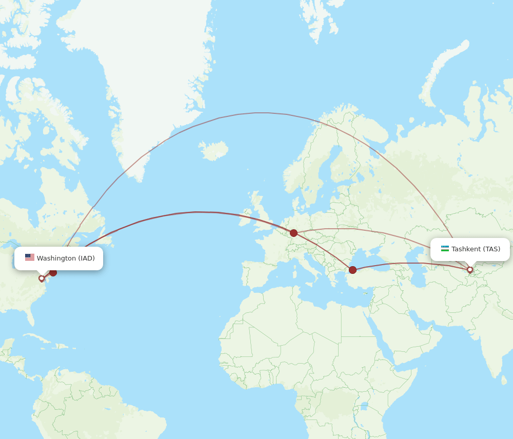 TAS-IAD flight routes