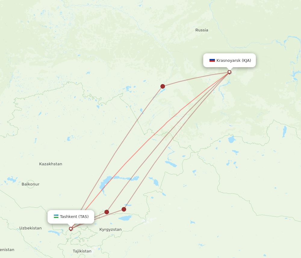 TAS-KJA flight routes