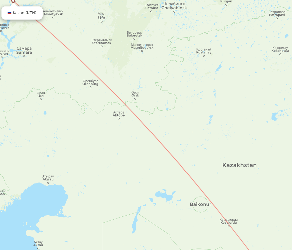 TAS-KZN flight routes
