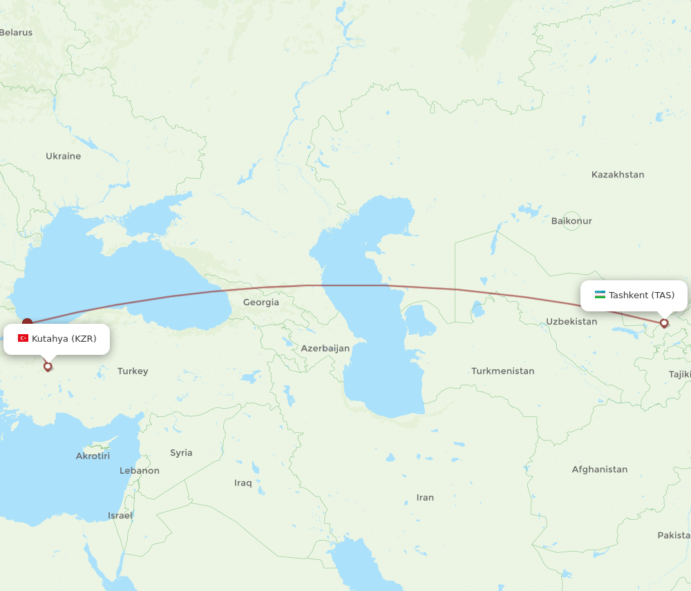 TAS-KZR flight routes