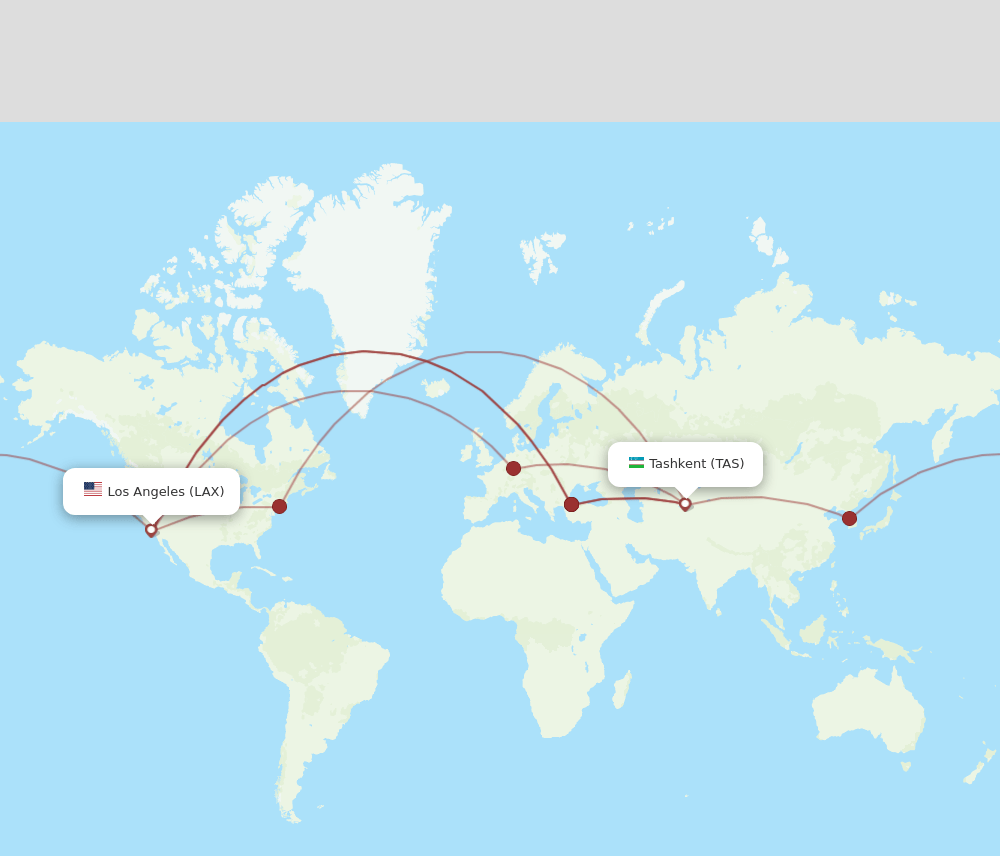 TAS to LAX flights and routes map