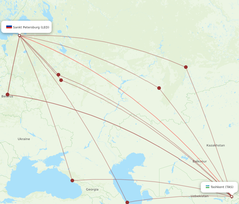 TAS-LED flight routes