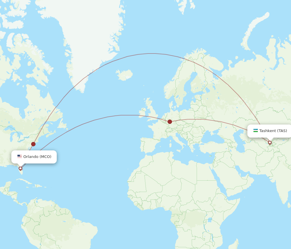 TAS-MCO flight routes