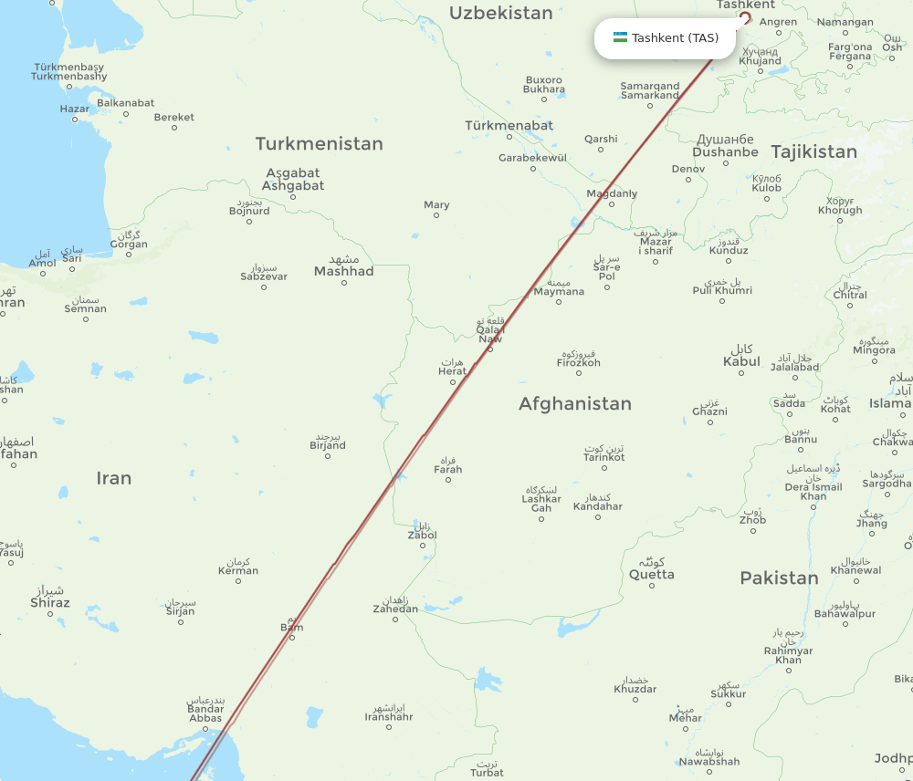 TAS-MCT flight routes