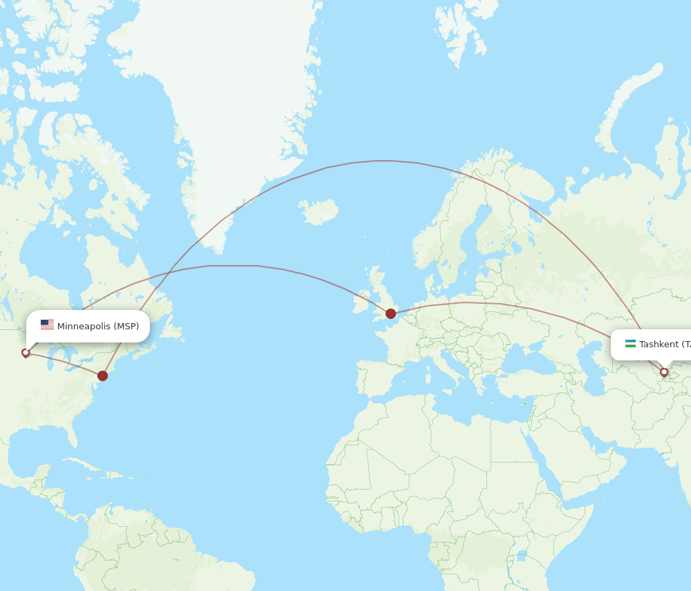TAS-MSP flight routes