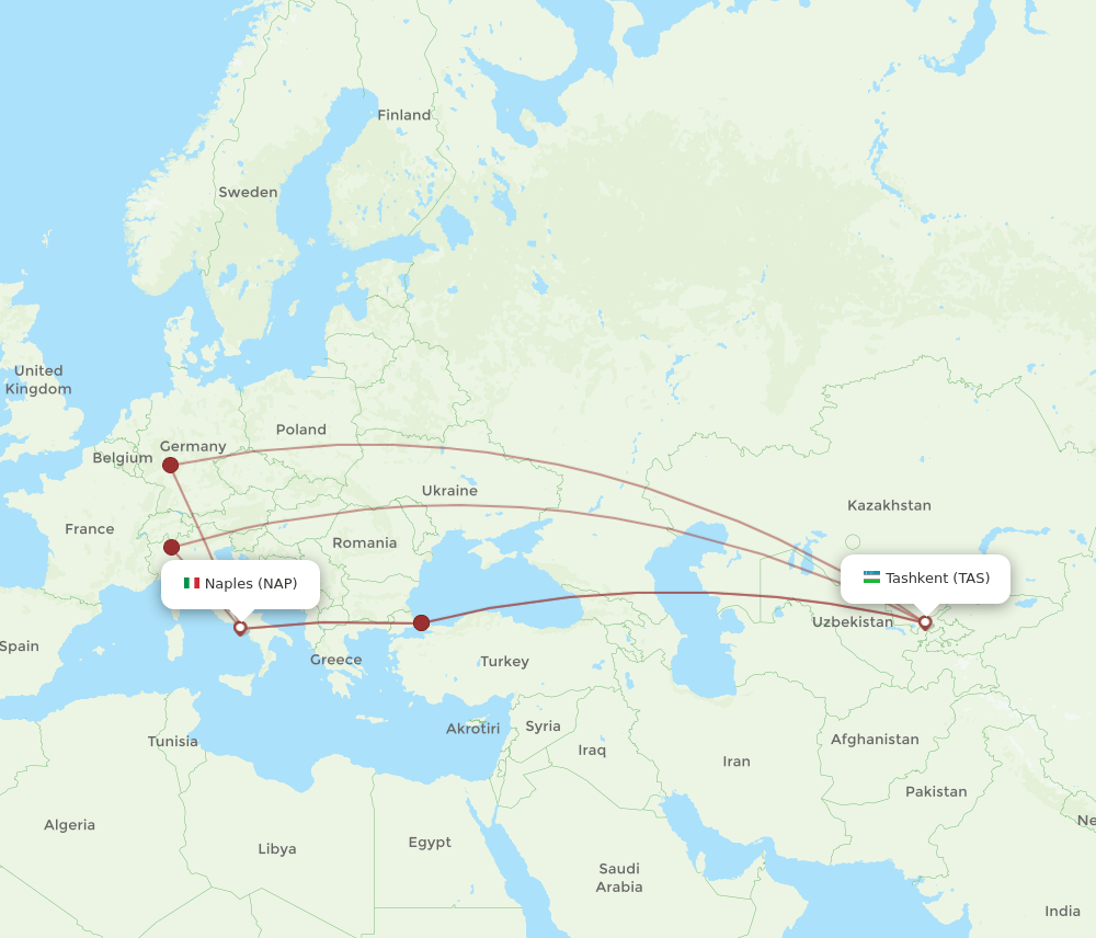 TAS-NAP flight routes