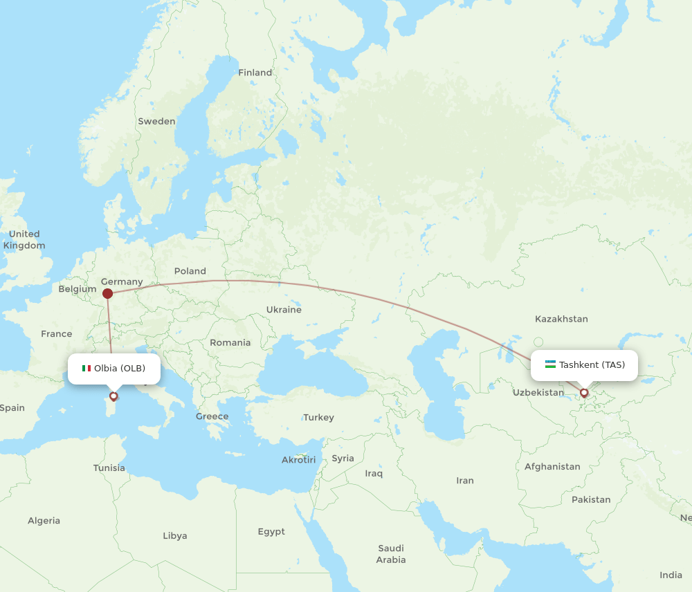 TAS-OLB flight routes