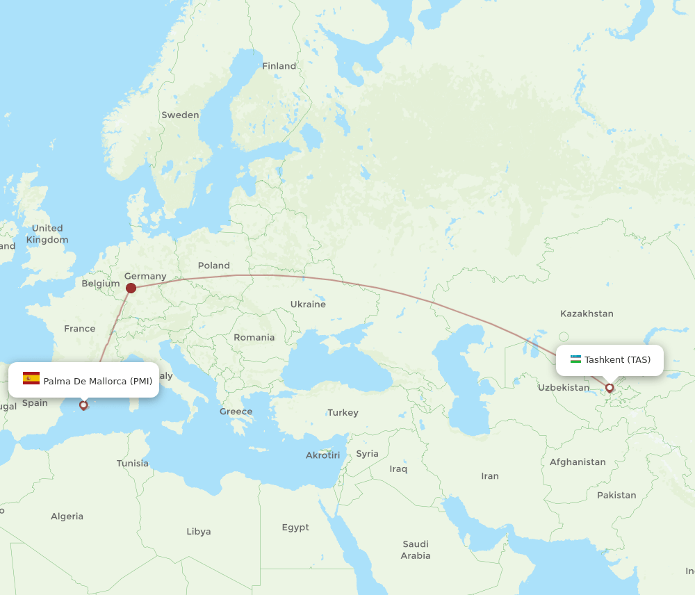TAS to PMI flights and routes map
