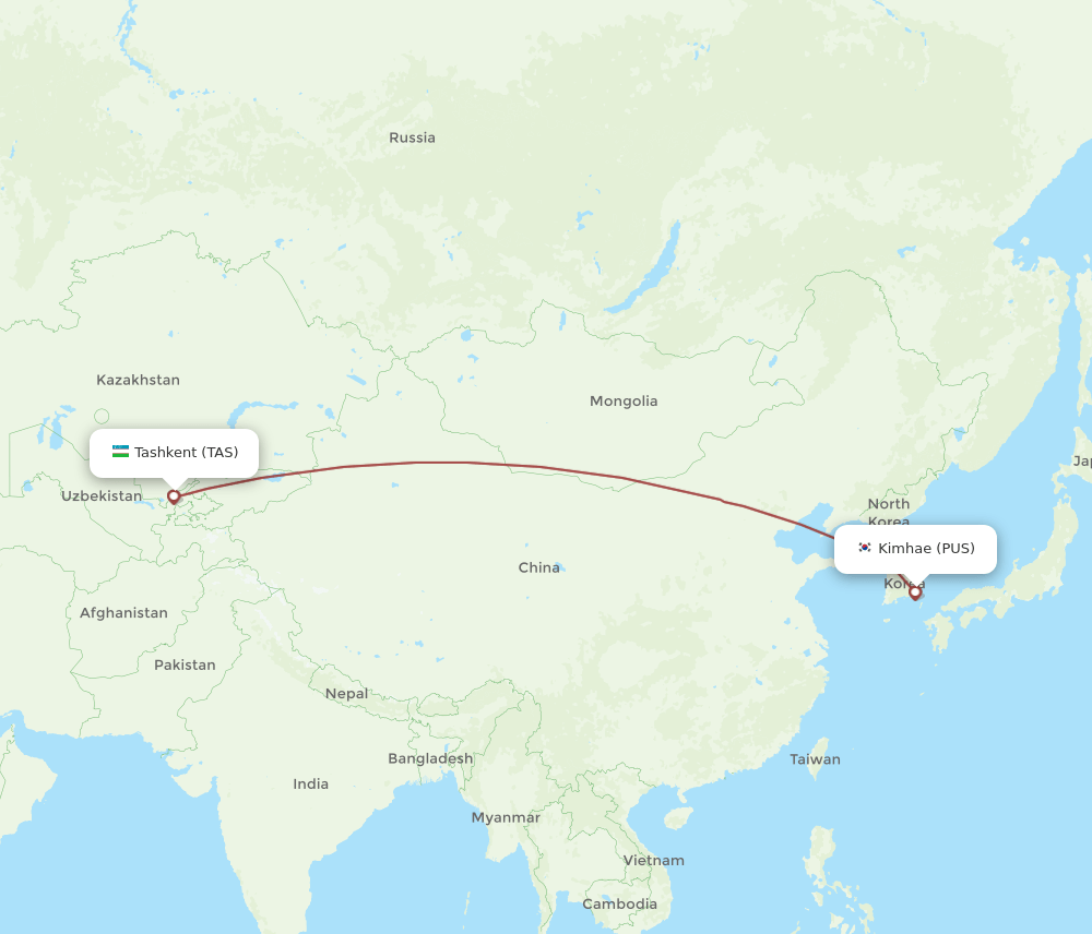 TAS-PUS flight routes