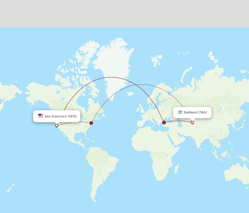 TAS to SFO flights and routes map
