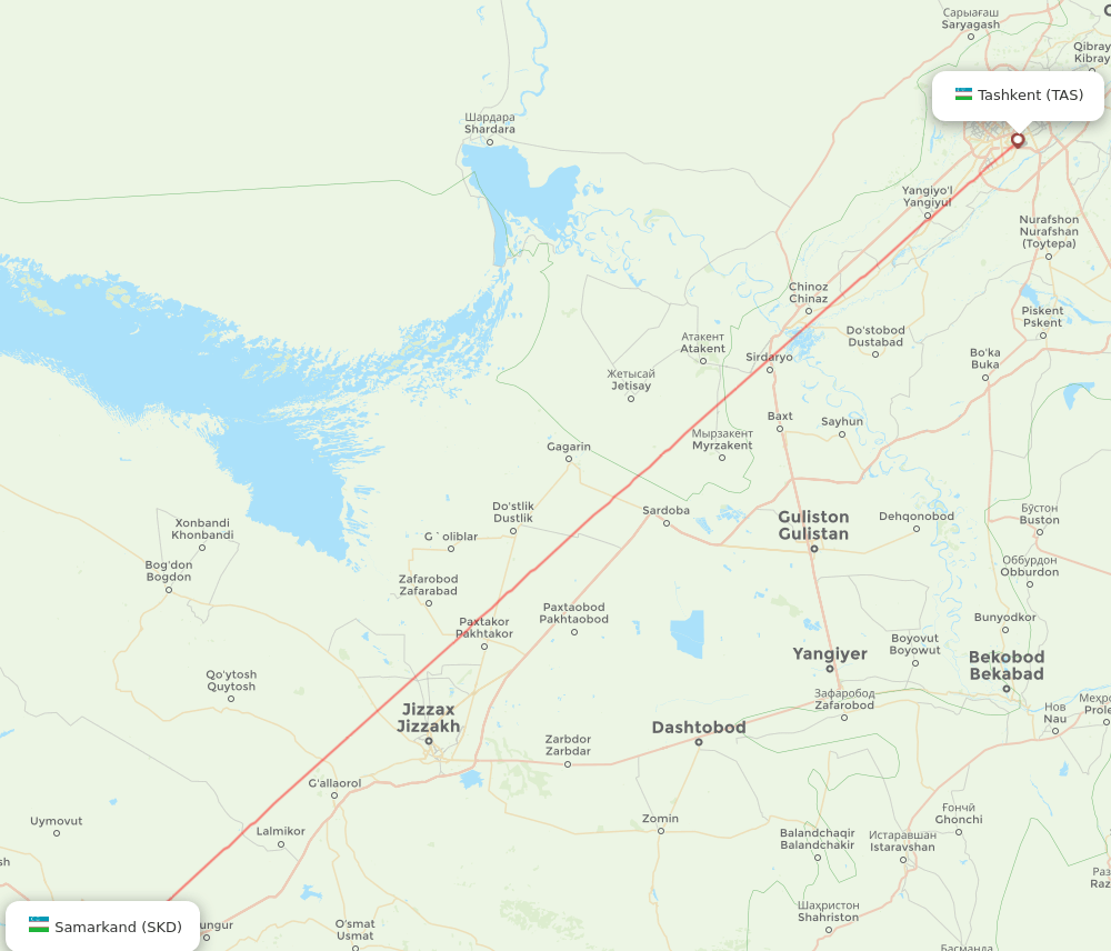 TAS to SKD flights and routes map