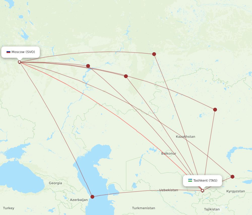 TAS-SVO flight routes