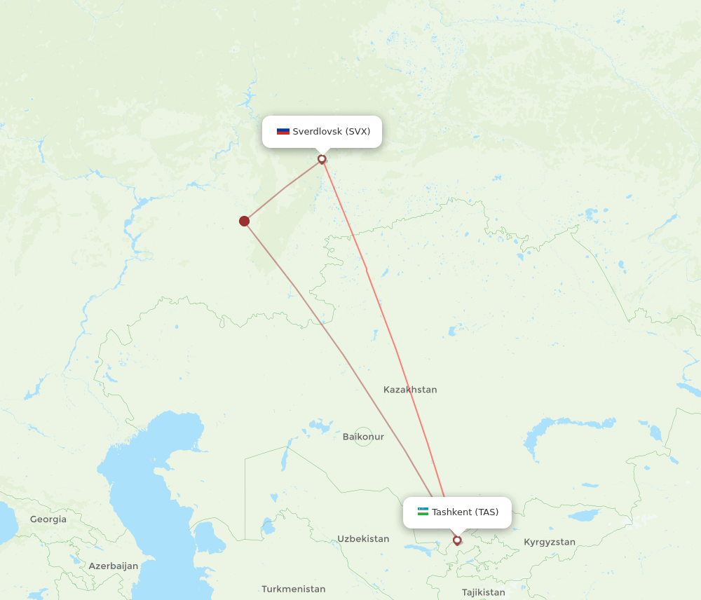 TAS-SVX flight routes