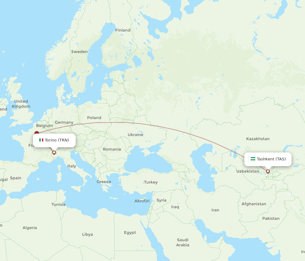 TAS to TRN flights and routes map