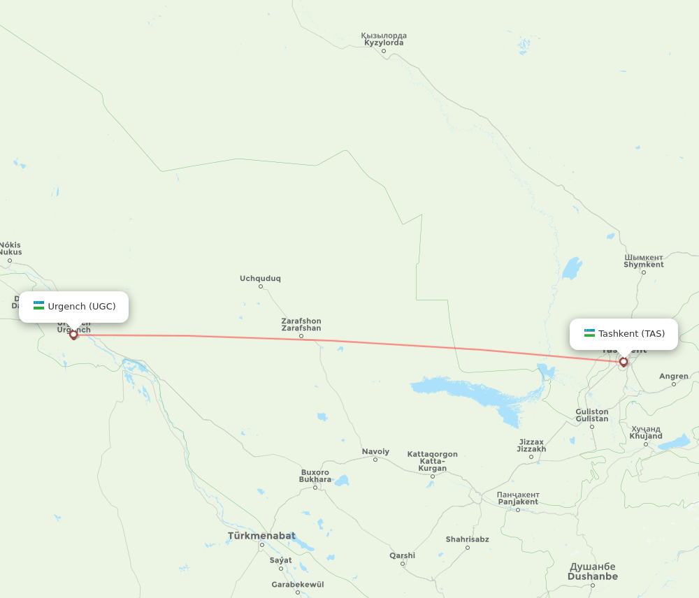 TAS-UGC flight routes