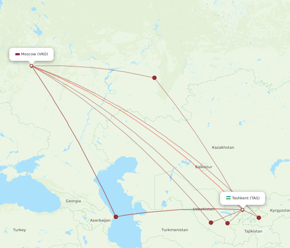 TAS to VKO flights and routes map