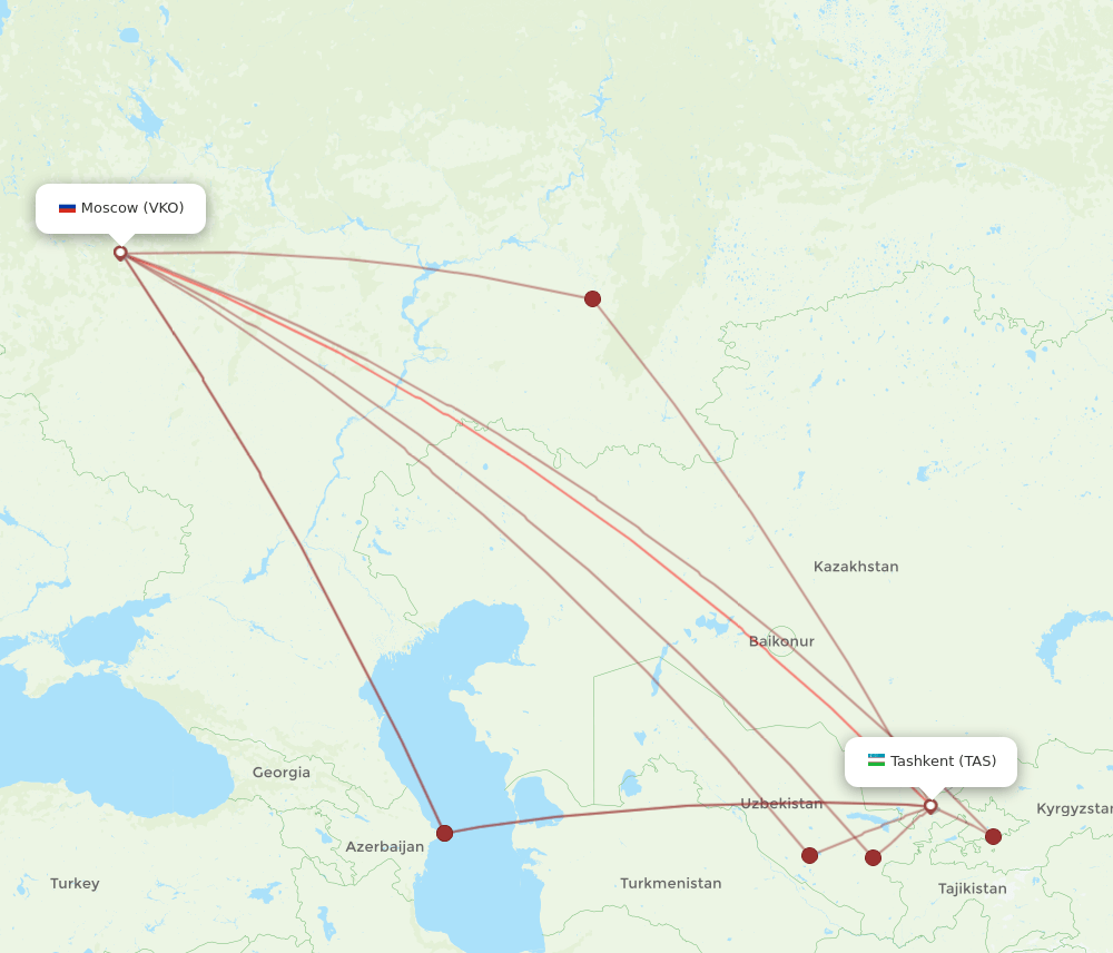 TAS-VKO flight routes