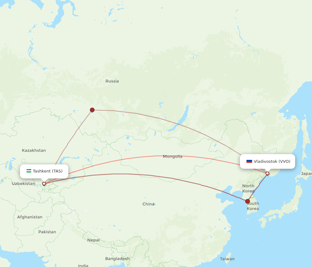 TAS-VVO flight routes