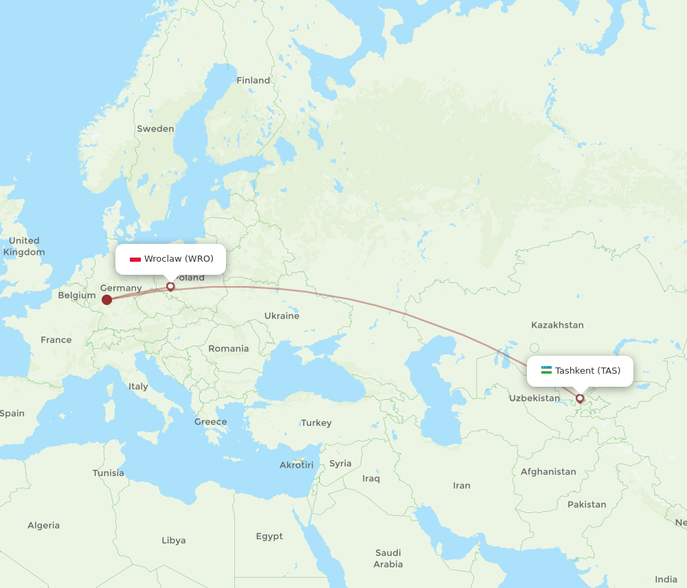 TAS-WRO flight routes
