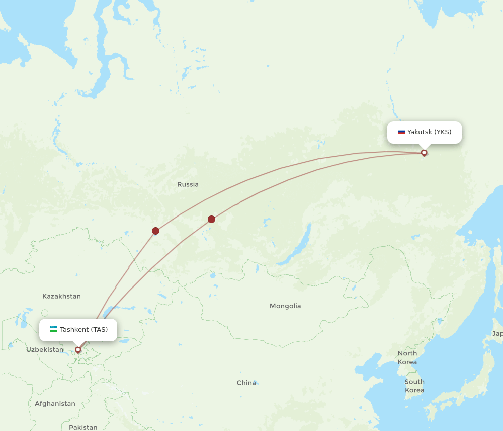 TAS-YKS flight routes