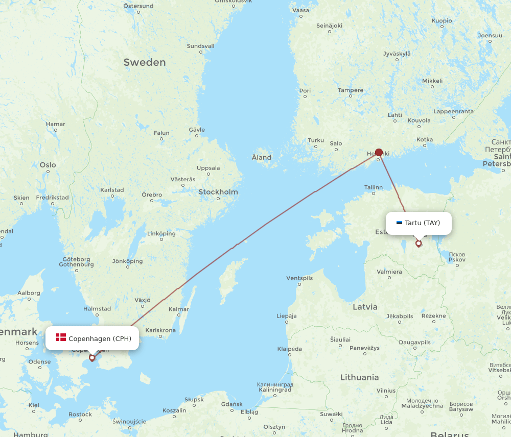 TAY-CPH flight routes