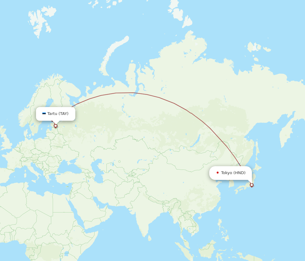 TAY to HND flights and routes map