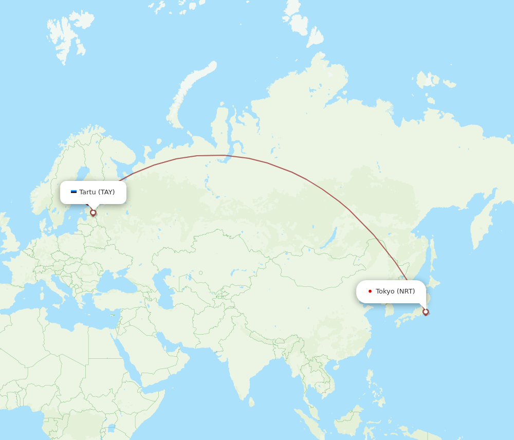 TAY-NRT flight routes