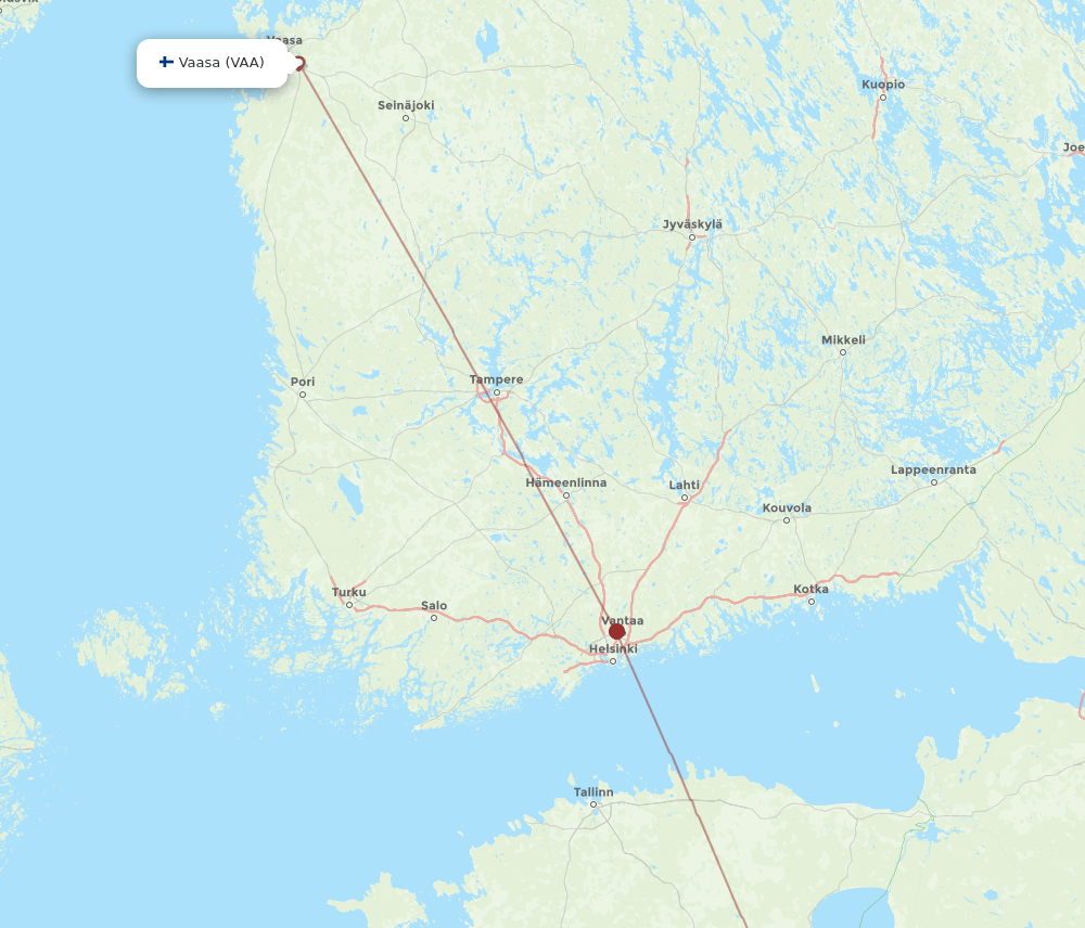 TAY to VAA flights and routes map
