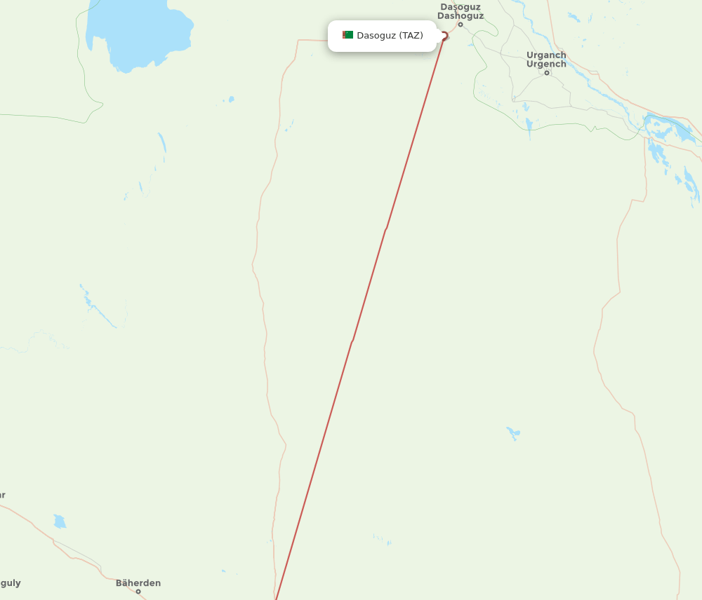 TAZ to ASB flights and routes map