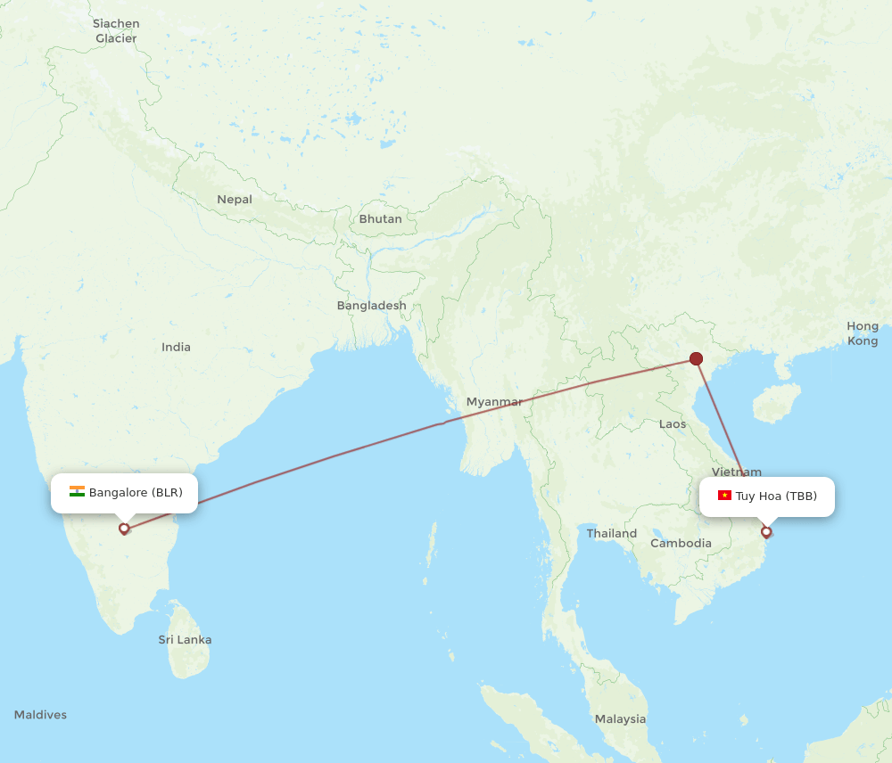 TBB-BLR flight routes