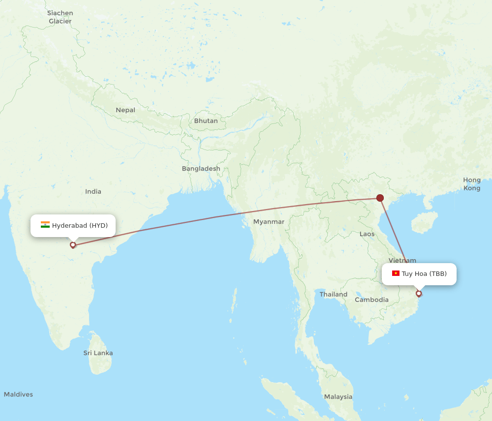 TBB-HYD flight routes