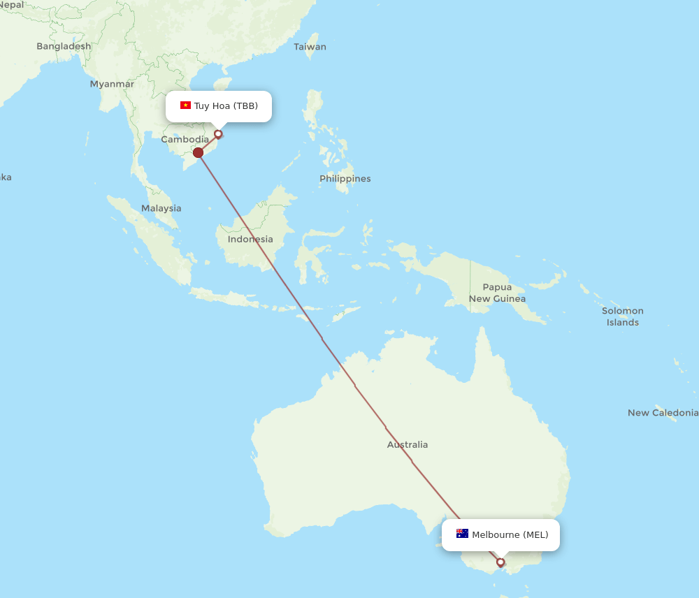 TBB to MEL flights and routes map