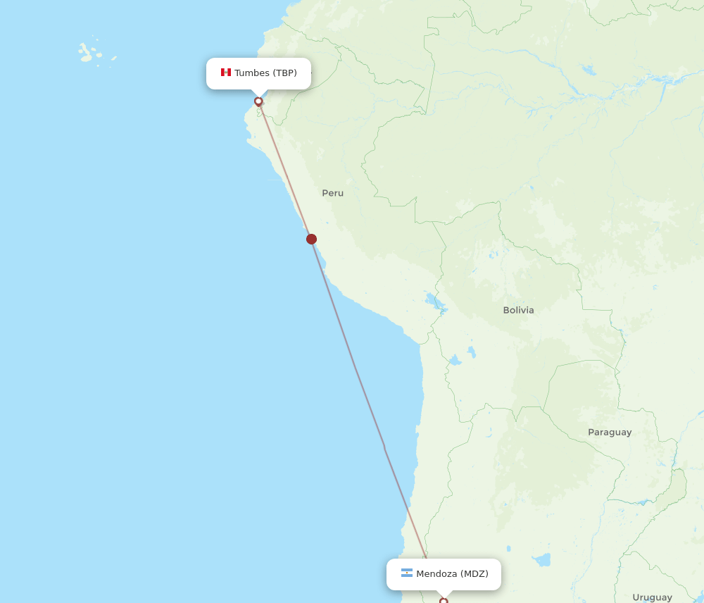 Mendoza - Tumbes route map and flight paths