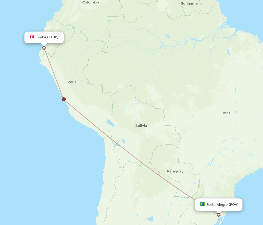 TBP to POA flights and routes map