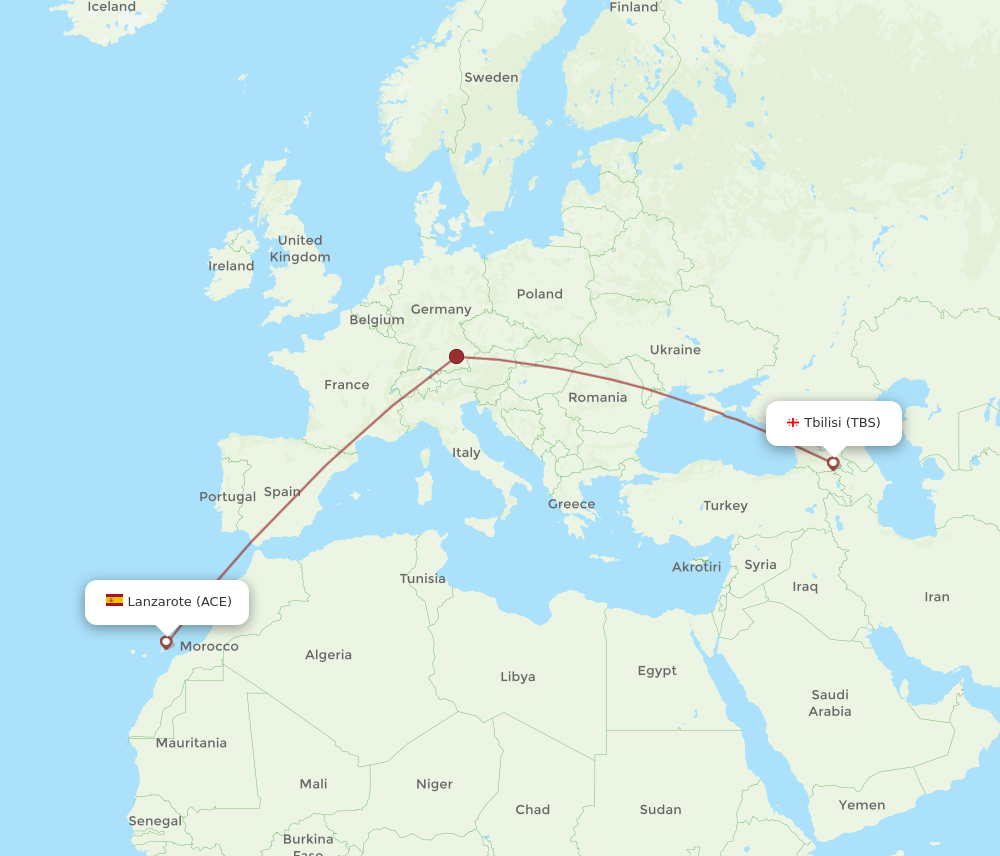 TBS to ACE flights and routes map
