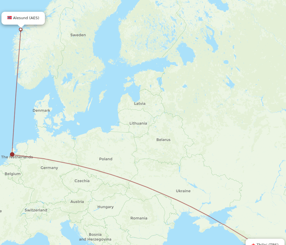 TBS to AES flights and routes map