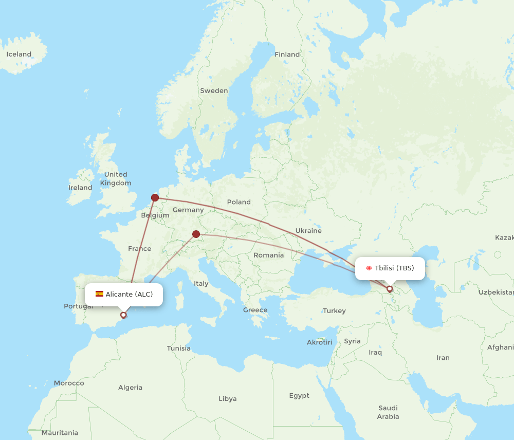 TBS to ALC flights and routes map