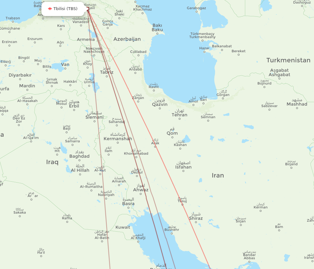 TBS to AUH flights and routes map