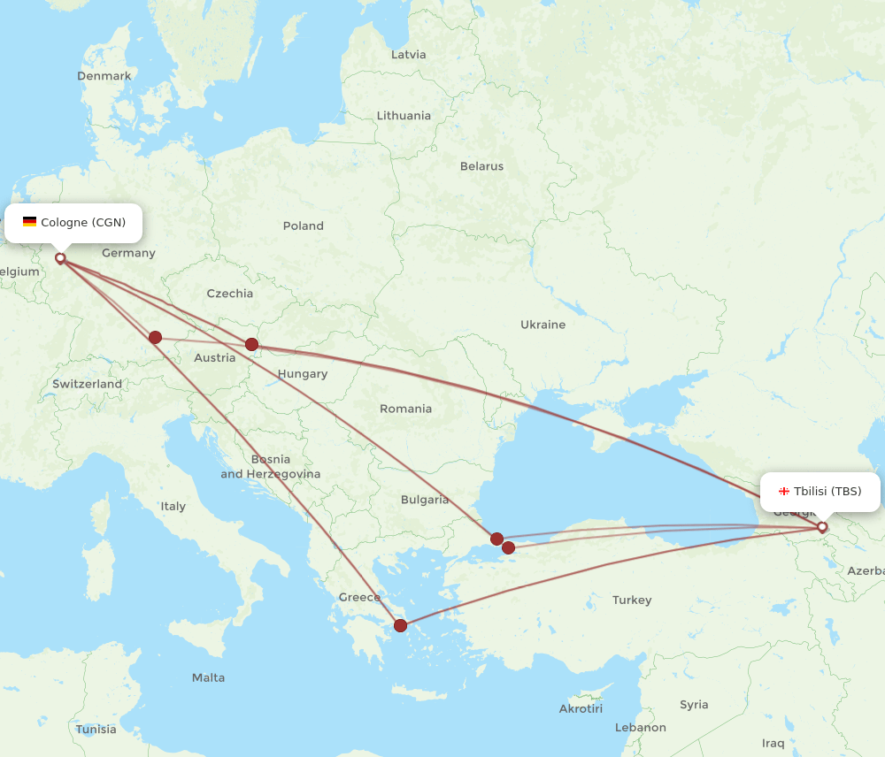 TBS-CGN flight routes