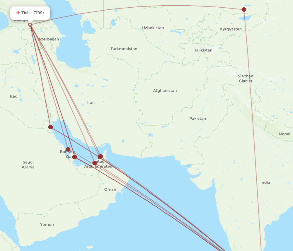 TBS to CMB flights and routes map