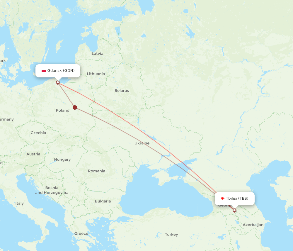 TBS to GDN flights and routes map
