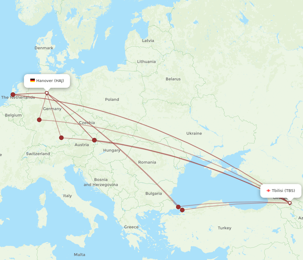 TBS-HAJ flight routes